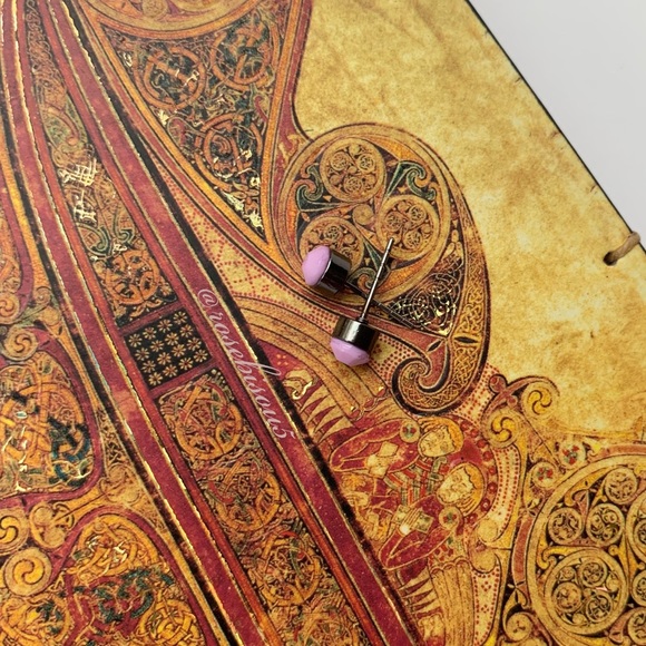 🆕Matte Lilac Stone Bezel Set Rhodium Silver Studs - Picture 3 of 5